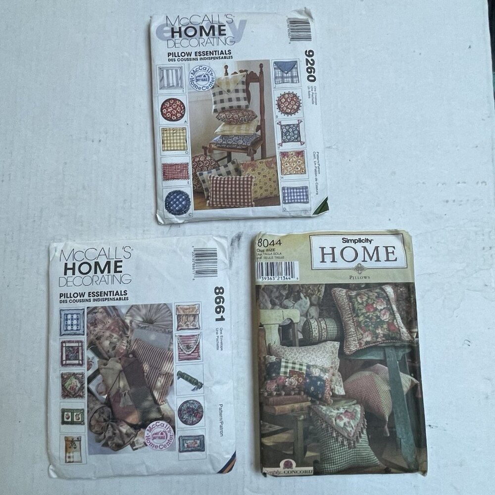 Lot Of 3 9260 8661 McCalls Pillows Decor Sewing Patterns 8044 Simplicity
